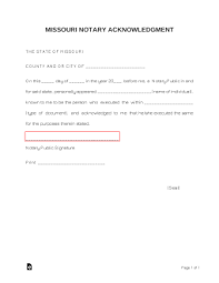 Free Missouri Notary Acknowledgment Form - Word | Pdf – Eforms