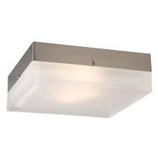 The led integrated outdoor indoor flush mount ceiling light is the perfect example of unobtrusive flush mount lighting that isn't oversized yet packs a mighty punch. 2 Light Square Flush Mount Brushed Nickel With Frosted Glass 2 X 40w G9 70e2q Signature Lighting And Fans