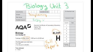 Gcse Biology Aqa Unit 3 Full Paper Bl3hp May 2014 Youtube