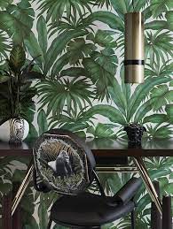 Palm Leaf White Green Wallpaper Wallcoveringsmart Versace Arranging Bedroom Furniture Furniture Arrangement Ikea Garden Furniture
