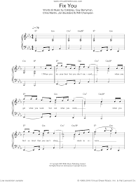 Fix you is one of the best songs in the world. Coldplay Fix You Easy Sheet Music For Piano Solo Pdf