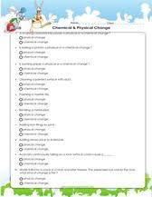 Physical And Chemical Changes Science Worksheets For 3rd Grade Chemical And Physical Changes Chemical Changes Science Worksheets