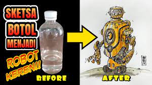 Kirimkan ini lewat email blogthis! Wow Menggambar Sketsa Botol Menjadi Robot Keren Youtube