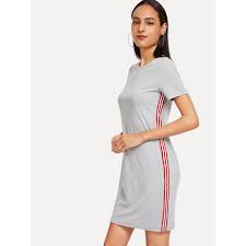 Striped Side Tee Dress With Images Casual Formal Dresses Tee Dress Modern Womens Fashion