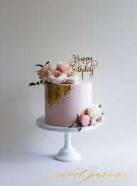 Pink and gold birthday cake. Pink Gold Birthday Cake Sweet Passion Cakery