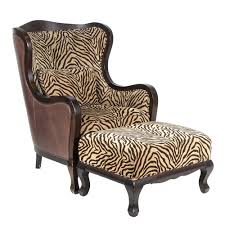 Arhaus Brown Leather Animal Print Chair Ottoman Printed Chair Animal Print Chair Chair And Ottoman
