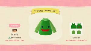 acnh froggy sweater design animal crossing froggy sweater design