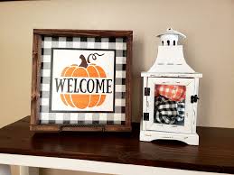 Black And White Buffalo Plaid Fall Decor Buffalo Plaid Decor Buffalo Plaid Black White Welcome Farmhouse Sign Pumpkin Welcome Sign Buffalo Plaid Farmhou Fall Wood Signs Fall Decor Signs Fall Decor