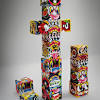 Beistle 2 piece durable cardstock paper jointed tiki totem pole cut outs luau party wall decorations, 7', multicolored. 1