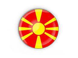 The traditional macedonian flag had two equal horizontal parts of red and black color respectively. Round Button With Metal Frame Illustration Of Flag Of Macedonia