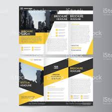Yellow Black Business Trifold Business Leaflet Brochure Flyer Template Royalty Free Stock Vector Art Business Leaflets Brochure Leaflet