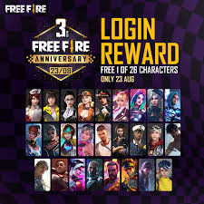 Rewards or codes free fire provided by garena for their communities like instagram or facebook and also through youtubers, streamers and influencers. Garena Free Fire Collect A New Character When You Log In On The Peak Day Of Free Fire S 3rd Anniversary 23rd August 2020 Twenty Six Characters Will Be Waiting For