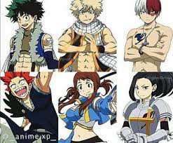 Fairy Tail And My Hero Academia Crossover Deku As Sting Bakugo As Natsu Todoroki As Gray Kirishima As Gajeel Uraraka As Luc My Hero My Hero Academia Hero