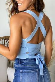 Baby Blue Knit Crop Top Cute Tops Saved By The Dress