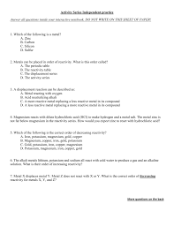 Activity Series Independent Practice