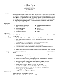 resume sample for nanny resumesdesign