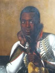 Private Thomas James, bandsman. 1821 portrait by artist Thomas Phillips,  highlighting the role of black soldiers in the Napoleonic Wars. Pte. James  was awarded the Waterloo Medal for his bravery, after being