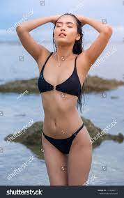 Woman Black Bikini On Beach Stock Photo 1123630751 | Shutterstock
