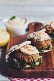 Baked Falafel Sliders With Hemp Tabbouleh Maple Tahini Sauce Recipe Baked Falafel Recipes Food