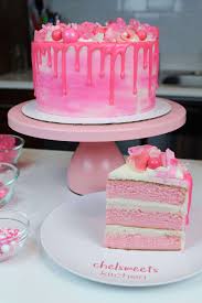 Simple Pink Birthday Cake Designs For Adults Pink Drip Cake Easy Recipe And Tutorial Chelsweets Recipe Drip Cakes Cake Pink Birthday Cakes