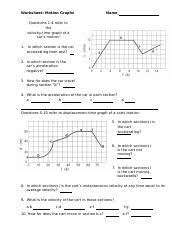 Make a horizontal fold across analysis questions: Motion Graphs Docx Worksheet Motion Graphs Name Questions 1 4 Refer To The Velocity Time Graph Of A Car U2019s Motion 1 In Which Section Is The Car Course Hero