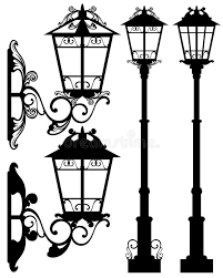 Street Light Vector Antique Street Light Silhouettes And Detailed Black And Whi Sponsored Affiliate Affiliate Street Light Art Lamp Wall Painting Decor