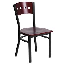 Flash Furniture Hercules Series Black 4 Square Back Metal Restaurant Chair Mahogany Wood Back Seat In 2020 Metal Dining Chairs Metal Restaurant Flash Furniture