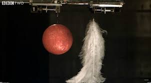 Caída al vacío: una bola de boliche y una pluma caen al mismo tiempo