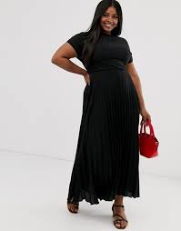 New Look Curve Pleated Maxi Dress In Black Asos Maxi Dress Black Pleated Skirt Outfit Pleated Skirt Outfit