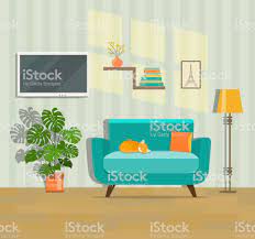Living Room Interior Flat Style Vector Illustration Interior Design Vector Living Room Vector Living Room Illustration