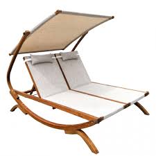 Timber ridge zero gravity heavy duty pool lounge chair. Leisure Season Double Reclining Patio Lounge Chair With Canopy 2 Pillows Solid Larch Hardwood Patio Lawn Garden Chaise Lounges Sostulsa Com