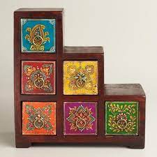 One Of My Favorite Discoveries At Worldmarket Com Multicolor Painted Stepped Chest Kitchen Tea Box Hand Painted Wood Decor