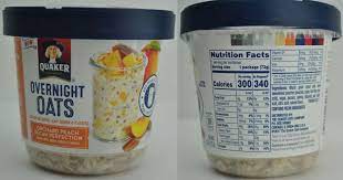 Peaches & cream instant oatmeal. This Updated Nutrition Facts Label For Quaker Overnight Oats Orchard Peach Pecan Perfection Provides Nutr Pecan Nutrition Nutrition Facts Label Nutrition Facts