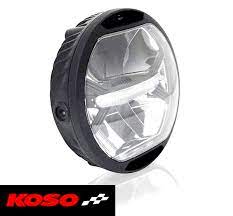 Bikermart Koso Thunderbolt Led Motorcycle Headlight Approved Uk And Euro Etc Headlights Led Motorcycle Headlight Motorcycle Headlight Bike Headlight