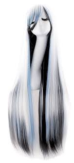 Black And White Hair Color Anime Anime Long Straight Anime Wig 40 Inch 100cm Color White Blue Black Womens Imported Takes Up 20 25 Days For Arrival Material Anime Wigs Cosplay Wigs Wigs