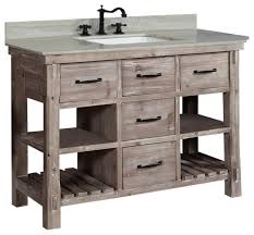 This petite vanity cabinet is 24 3/4″ wide and only 10.5″ deep, perfect for a bathroom where floor space is at a premium. Rustic Single Sink Vanity In With Coastal Sands Marble Top With Rectangular Sink Rustic Bathroom Vanities And Sink Consoles By Infurniture Inc Houzz