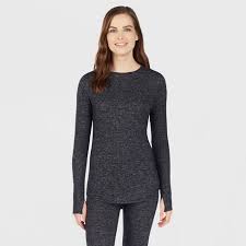 Cuddl duds denim & co. Warm Essentials By Cuddl Duds Women S Sweater Knit Thermal Crewneck Top Target