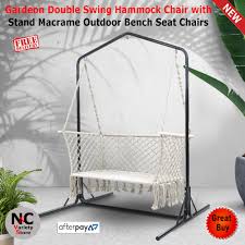 Sorbus indoor/outdoor hammock chair stand for hanging chairs, swings & loungers Gardeon Double Swing Hammock Chair With Stand Macrame Outdoor Bench Seat Chairs Nice N Cheap Variety Store