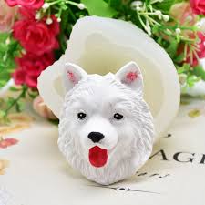 3D Samoyed Dog Silicone Fondant Cake Chocolate Baking Mold Soap Candle Wax  Mould