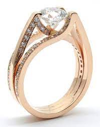 Insane Tension Set Architecturally Inspired Rose Gold Diamond Engagement Ring With The Lines And Ring Jewellery Design Fashion Rings Tension Engagement Rings