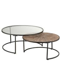 3 tables gigognes avec motif anciennes voitures. Set De 2 Tables Gigognes Rondes Metal Noir J Line Plante Ta Deco Com