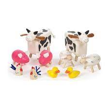 No Farm Is Complete Without Some Farm Animals There Are Two Cows Ready For Milking Two Sheep Waiting To Nibble At The In 2020 Farm Animals Craft Fairs Toys For Girls