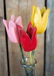 Vintage Wooden Tulips Flowers Garden Decor Faux Floral Decorative Flowers Wood Carved Pink Red Y Wooden Flowers Ceramic Flowers Flower Decorations