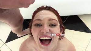 Redhead gets face jizzed after sucking Sex Video