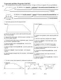 In trapezoid abcd, ¯bc ‌ ‌ ¯ad, r is the midpoint of ¯ab and s is the midpoint of ¯cd, as shown in. Trapezoids And Kites Properties Fall 2013 With Answer Key Editable