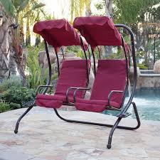 Outdoor Patio Swing Set Armrest Cup Holder Steel Seat Padded W Canopy Patio Swing Set Patio Swing Outdoor Patio Swing