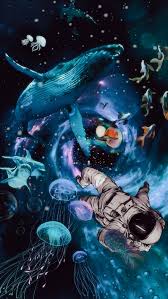 Perfect for kids dreaming of space, space ships and junior astronauts wanting to visit space, the solar system, moon or occupy mars. Marooned In Space Astronaut Jellyfish Ocean Pineapple Dolphins Space Ufo Hd Mobile Wallpaper Peakpx