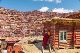 World's most densely packed halls of residence surrounds Larung Gar  Buddhist Institute, China