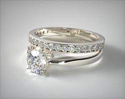 14k White Gold 2 2mm Wire Basket Solitaire Ring 0 17ct Pave Set Diamond Wedding Ring Diamond Wedding Rings Sets Wedding Rings Wedding Ring Sets