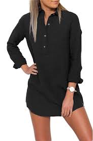 Front Placket With Button Opening Long Sleeved With Cuff And Button Tab Boyfriend Style In Regul Mini Shirt Dress Long Sleeve Shirt Dress Full Sleeves Dress